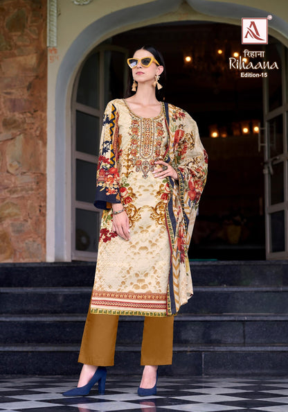 Rihaana Edition 15 Alok Cambric Cotton Karachi Salwar Suits Exporter Gujarat