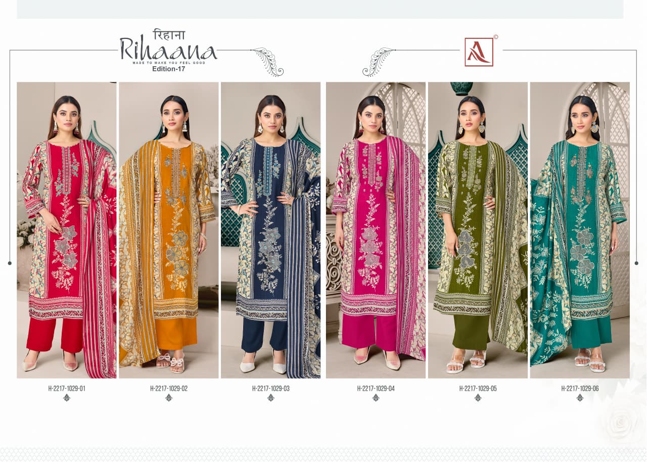 Rihaana Edition 17 Alok Cambric Cotton Karachi Salwar Suits Exporter Gujarat