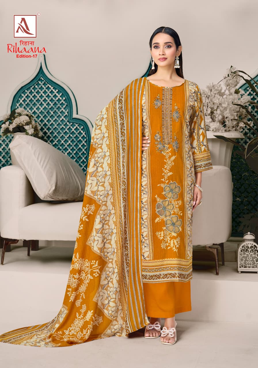 Rihaana Edition 17 Alok Cambric Cotton Karachi Salwar Suits Exporter Gujarat