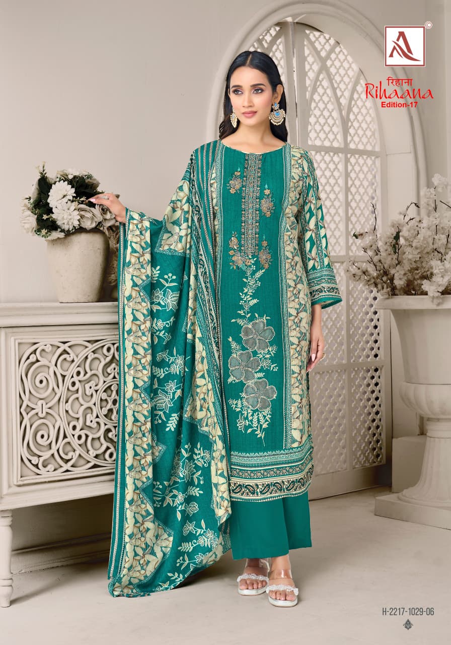 Rihaana Edition 17 Alok Cambric Cotton Karachi Salwar Suits Exporter Gujarat