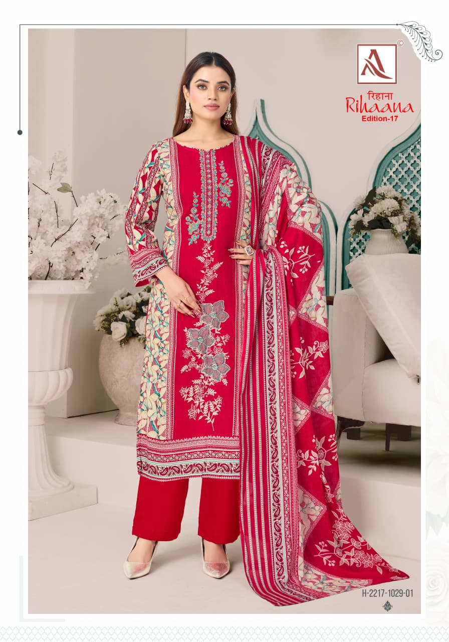 Rihaana Edition 17 Alok Cambric Cotton Karachi Salwar Suits Exporter Gujarat