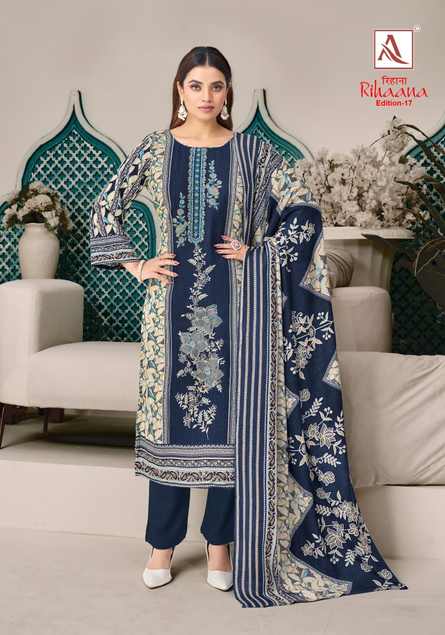 Rihaana Edition 17 Alok Cambric Cotton Karachi Salwar Suits Exporter Gujarat