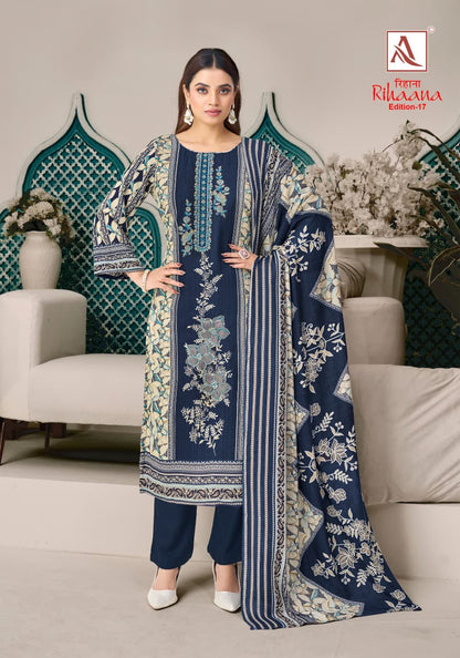 Rihaana Edition 17 Alok Cambric Cotton Karachi Salwar Suits Exporter Gujarat