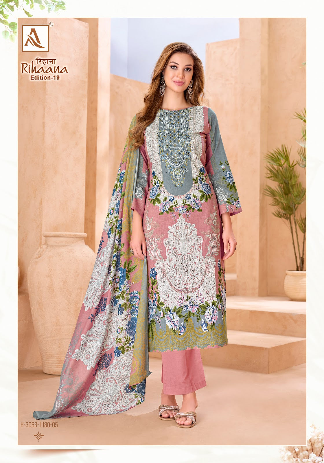 Rihaana Edition 19 Alok Cambric Cotton Karachi Salwar Suits Exporter