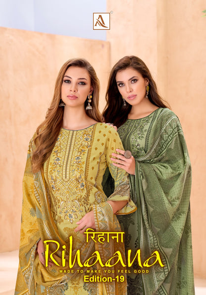 Rihaana Edition 19 Alok Cambric Cotton Karachi Salwar Suits Exporter