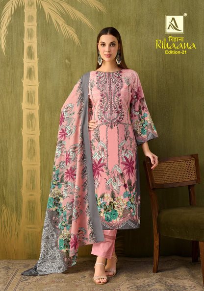 Rihaana Edition 21 Alok Cambric Cotton Karachi Salwar Suits Wholesaler Ahmedabad