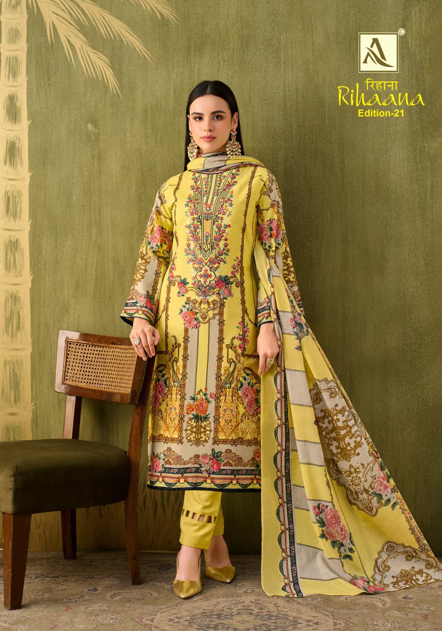 Rihaana Edition 21 Alok Cambric Cotton Karachi Salwar Suits Wholesaler Ahmedabad