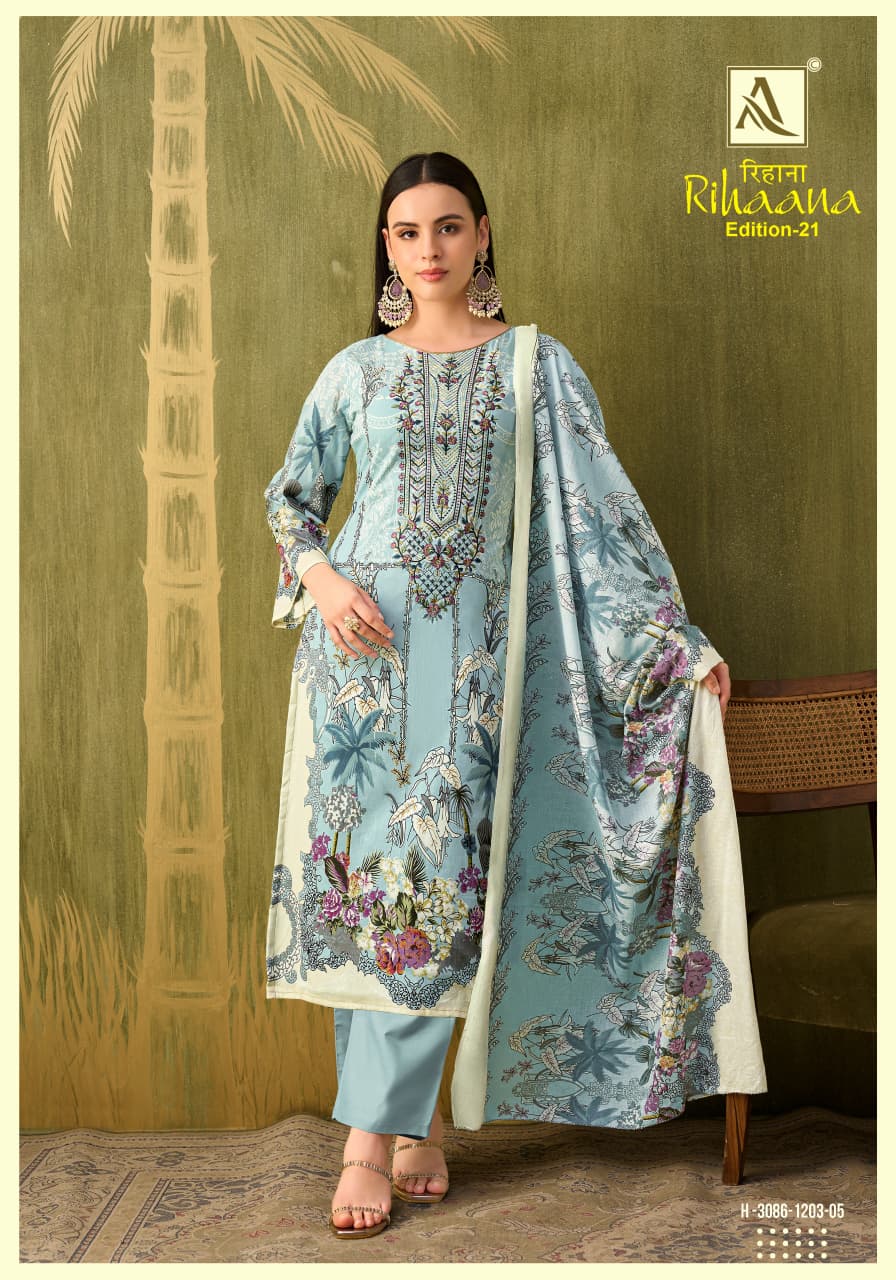 Rihaana Edition 21 Alok Cambric Cotton Karachi Salwar Suits Wholesaler Ahmedabad
