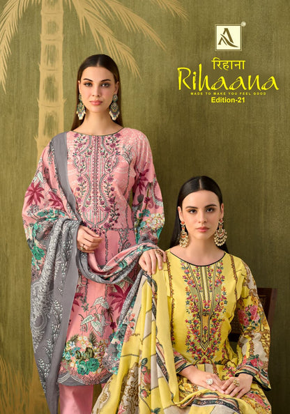 Rihaana Edition 21 Alok Cambric Cotton Karachi Salwar Suits Wholesaler Ahmedabad