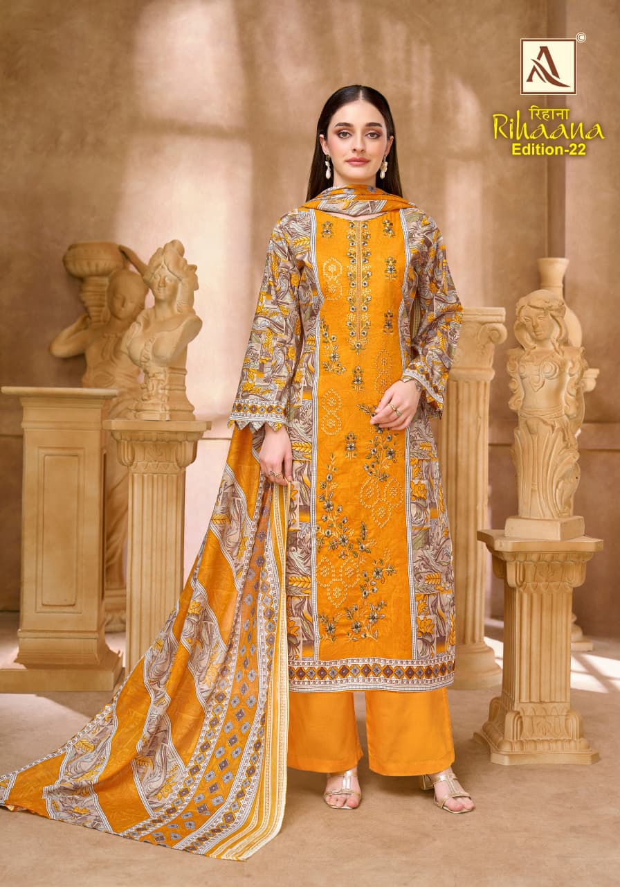 Rihaana Edition 22 Alok Cambric Cotton Karachi Salwar Suits Manufacturer Gujarat