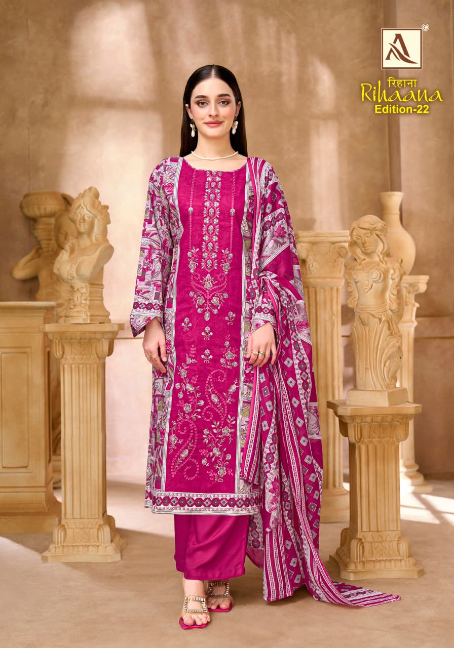 Rihaana Edition 22 Alok Cambric Cotton Karachi Salwar Suits Manufacturer Gujarat
