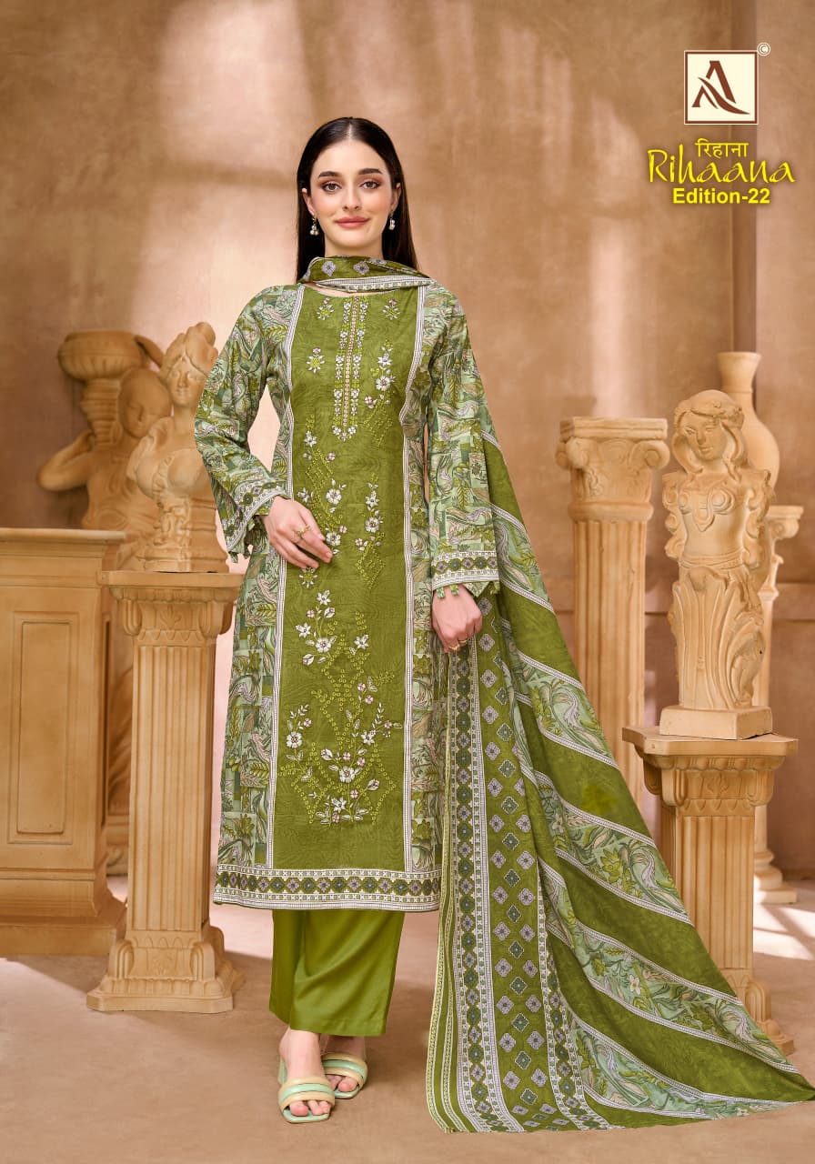 Rihaana Edition 22 Alok Cambric Cotton Karachi Salwar Suits Manufacturer Gujarat
