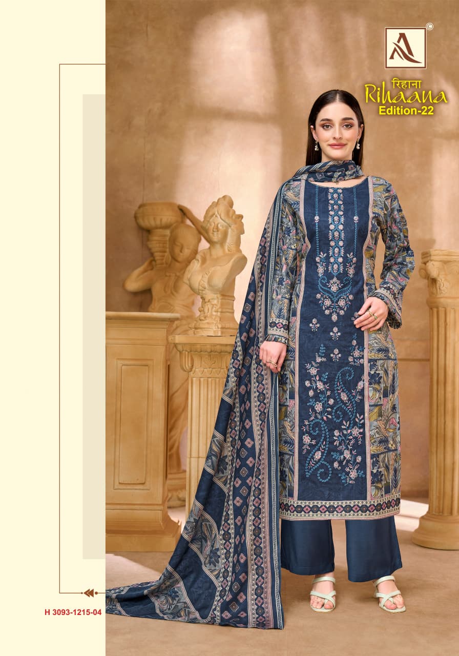 Rihaana Edition 22 Alok Cambric Cotton Karachi Salwar Suits Manufacturer Gujarat