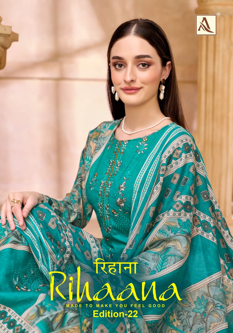 Rihaana Edition 22 Alok Cambric Cotton Karachi Salwar Suits Manufacturer Gujarat