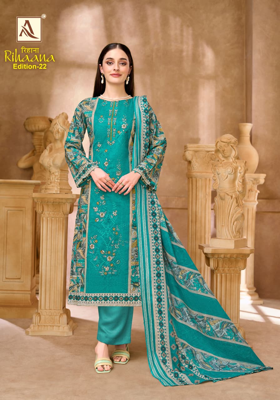 Rihaana Edition 22 Alok Cambric Cotton Karachi Salwar Suits Manufacturer Gujarat