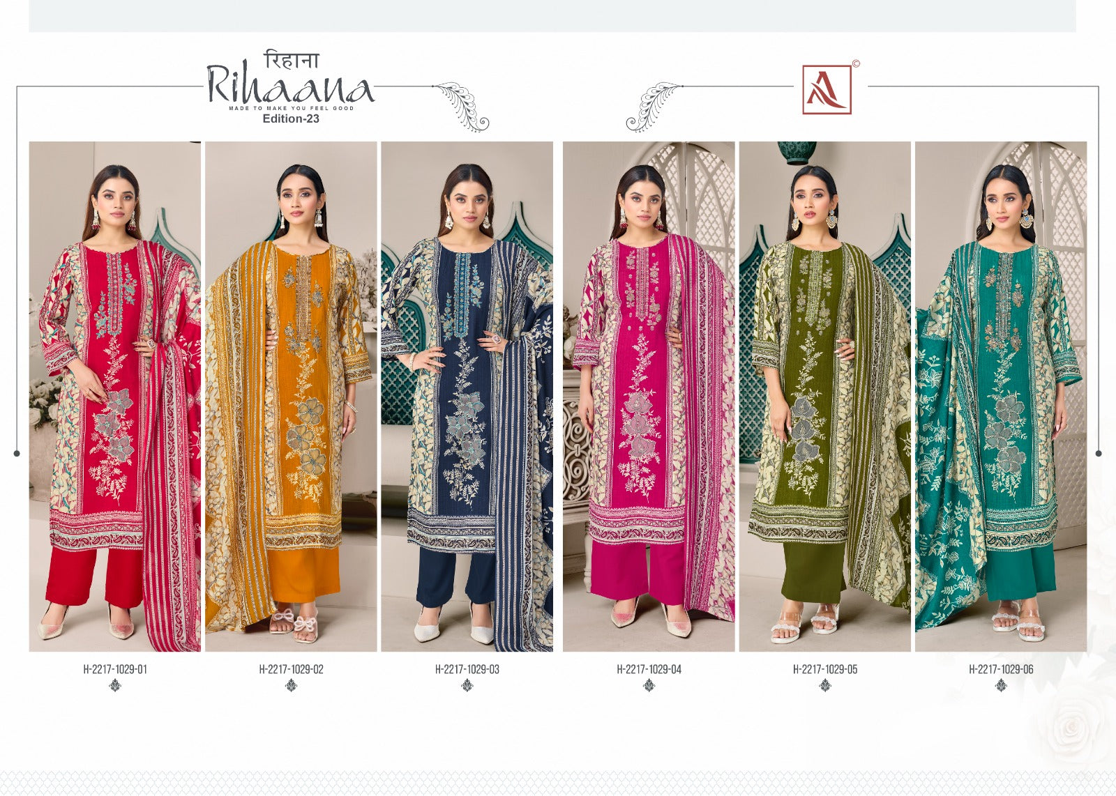 Rihaana Edition 23 Alok Cambric Cotton Karachi Salwar Suits Wholesale