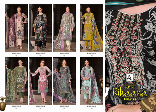 Rihaana Edition 24 Alok Cambric Cotton Karachi Salwar Suits Wholesale Price