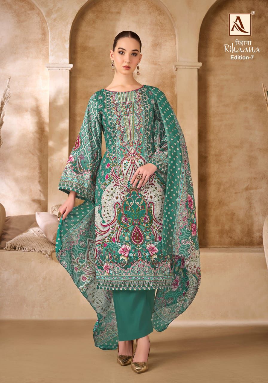 Rihaana Edition 7 Alok Cambric Cotton Karachi Salwar Suits Supplier Gujarat
