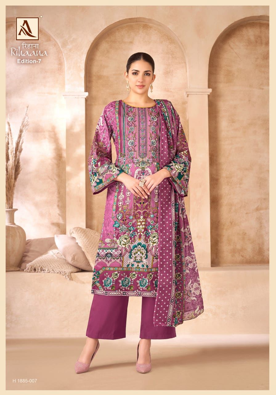 Rihaana Edition 7 Alok Cambric Cotton Karachi Salwar Suits Supplier Gujarat