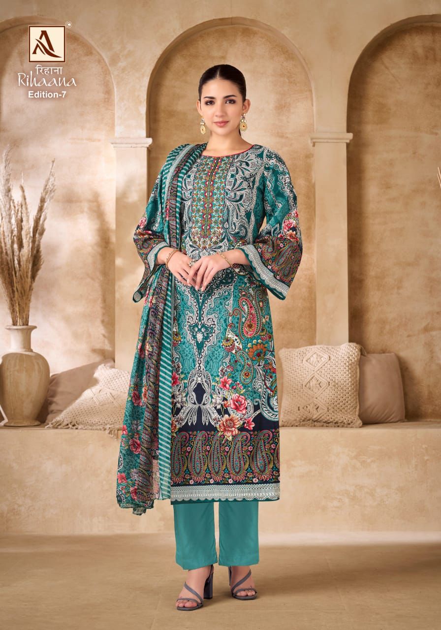 Rihaana Edition 7 Alok Cambric Cotton Karachi Salwar Suits Supplier Gujarat