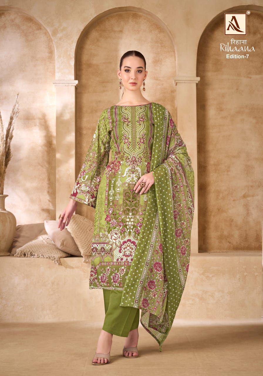Rihaana Edition 7 Alok Cambric Cotton Karachi Salwar Suits Supplier Gujarat