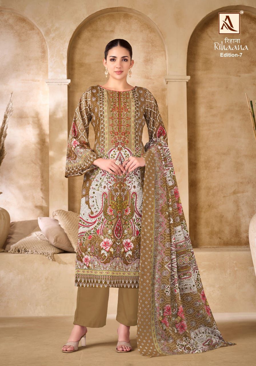 Rihaana Edition 7 Alok Cambric Cotton Karachi Salwar Suits Supplier Gujarat