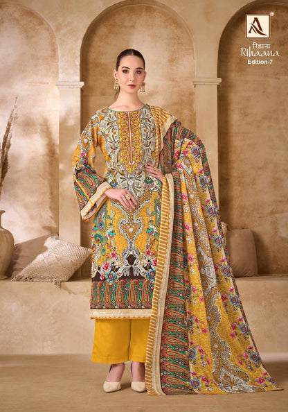 Rihaana Edition 7 Alok Cambric Cotton Karachi Salwar Suits Supplier Gujarat