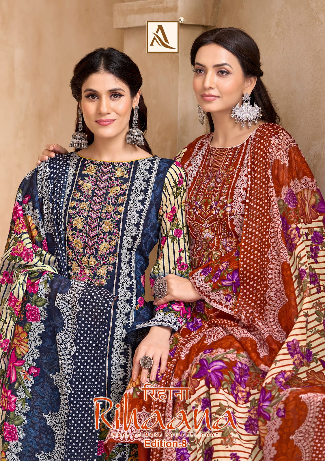 Rihaana Edition 8 Alok Cambric Cotton Karachi Salwar Suits Wholesaler India