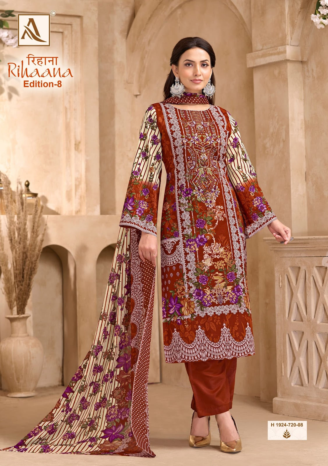 Rihaana Edition 8 Alok Cambric Cotton Karachi Salwar Suits Wholesaler India