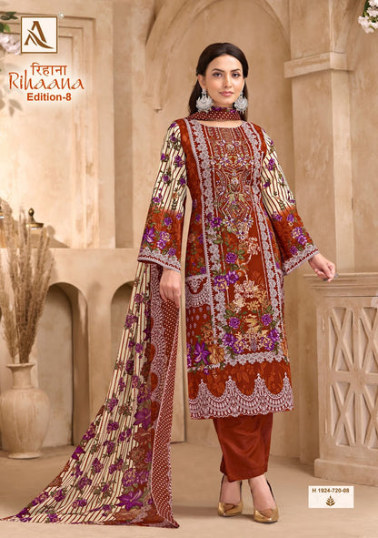 Rihaana Edition 8 Alok Cambric Cotton Karachi Salwar Suits Wholesaler India