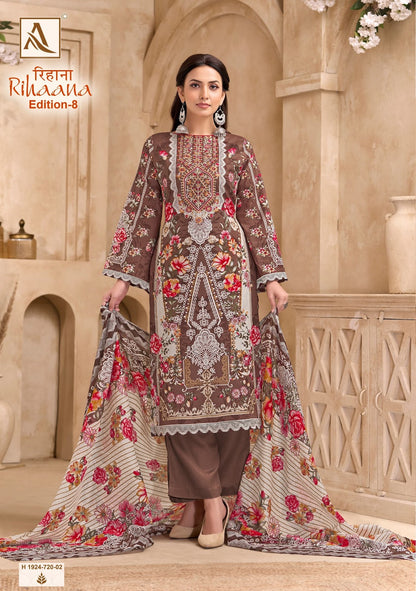 Rihaana Edition 8 Alok Cambric Cotton Karachi Salwar Suits Wholesaler India