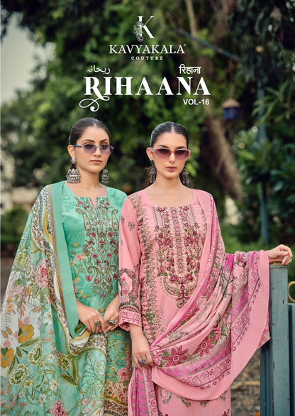 Rihaana Vol 16 Kavyakala Lawn Cotton Karachi Salwar Suits Exporter Ahmedabad