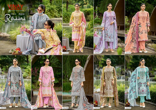 Rihaana Vol 1 Vinay Cambric Cotton Karachi Salwar Suits Wholesale Rate