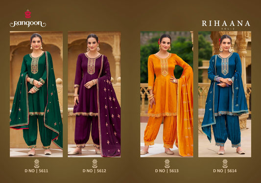 Rihaana Vol 2 Rangoon Silk Afghani Readymade Suit Exporter India