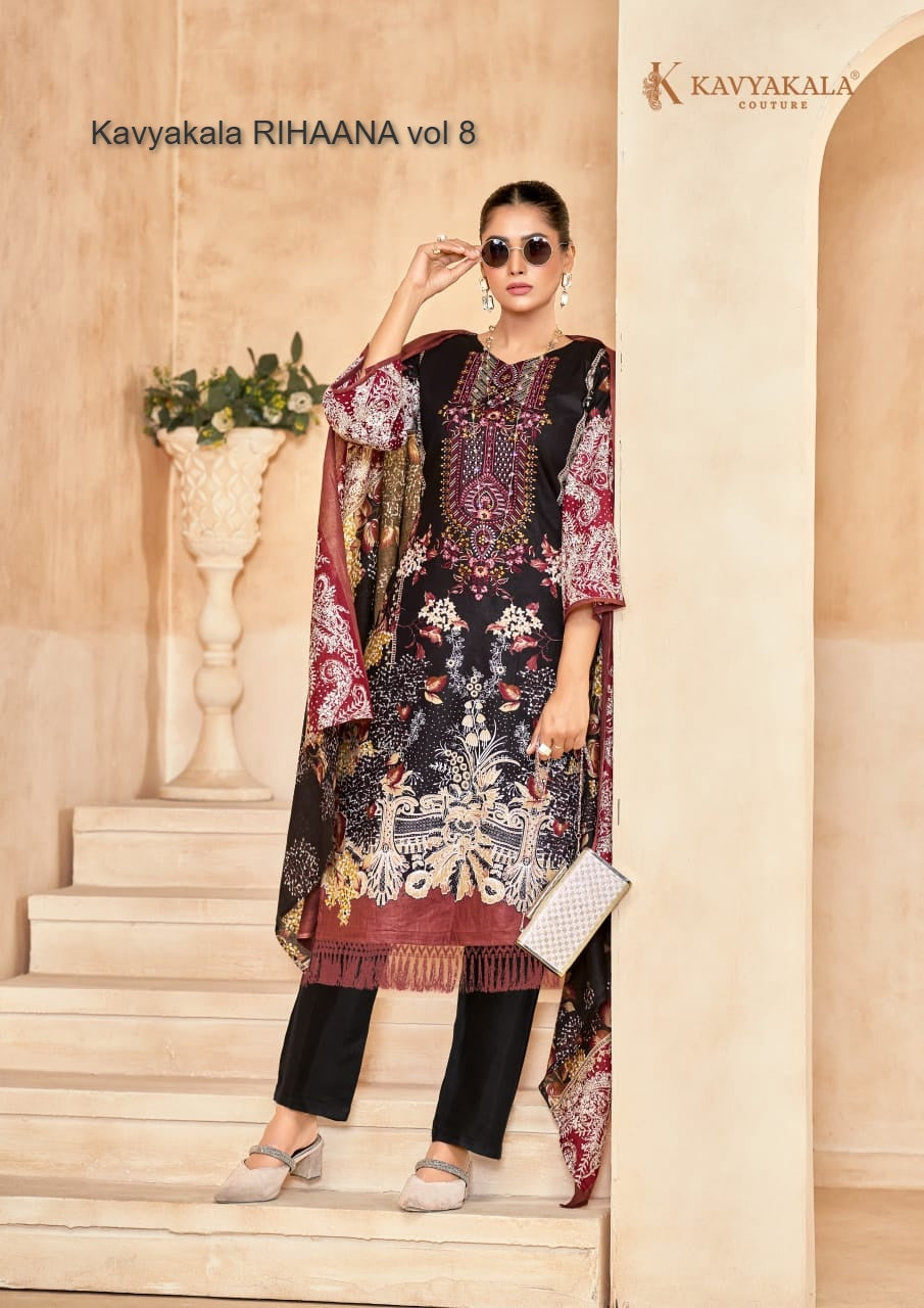 Rihaana Vol 8 Kavyakala Cambric Karachi Salwar Suits Manufacturer