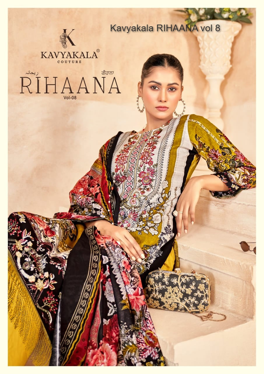 Rihaana Vol 8 Kavyakala Cambric Karachi Salwar Suits Manufacturer