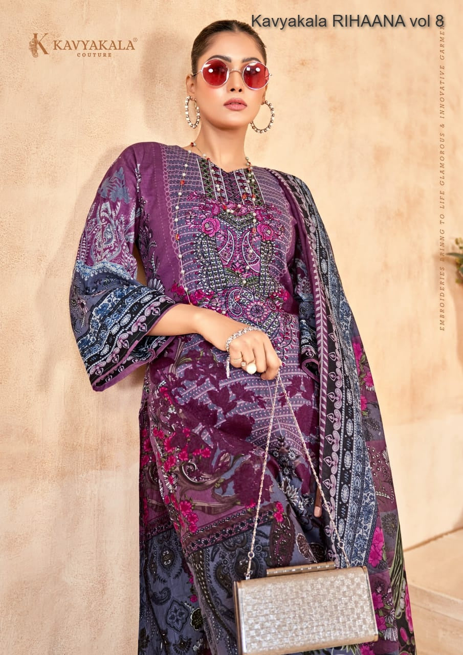 Rihaana Vol 8 Kavyakala Cambric Karachi Salwar Suits Manufacturer