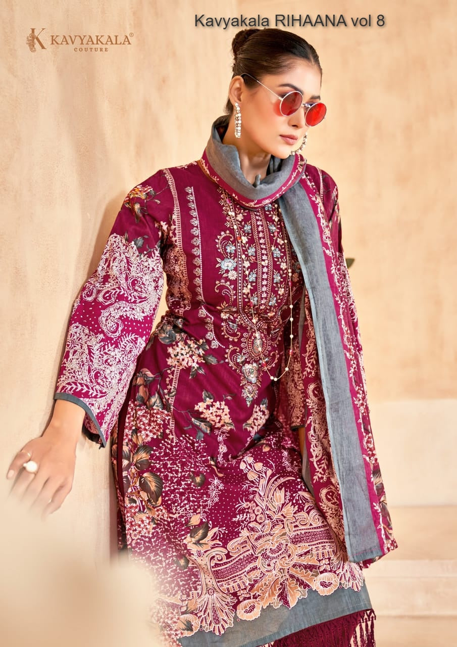 Rihaana Vol 8 Kavyakala Cambric Karachi Salwar Suits Manufacturer