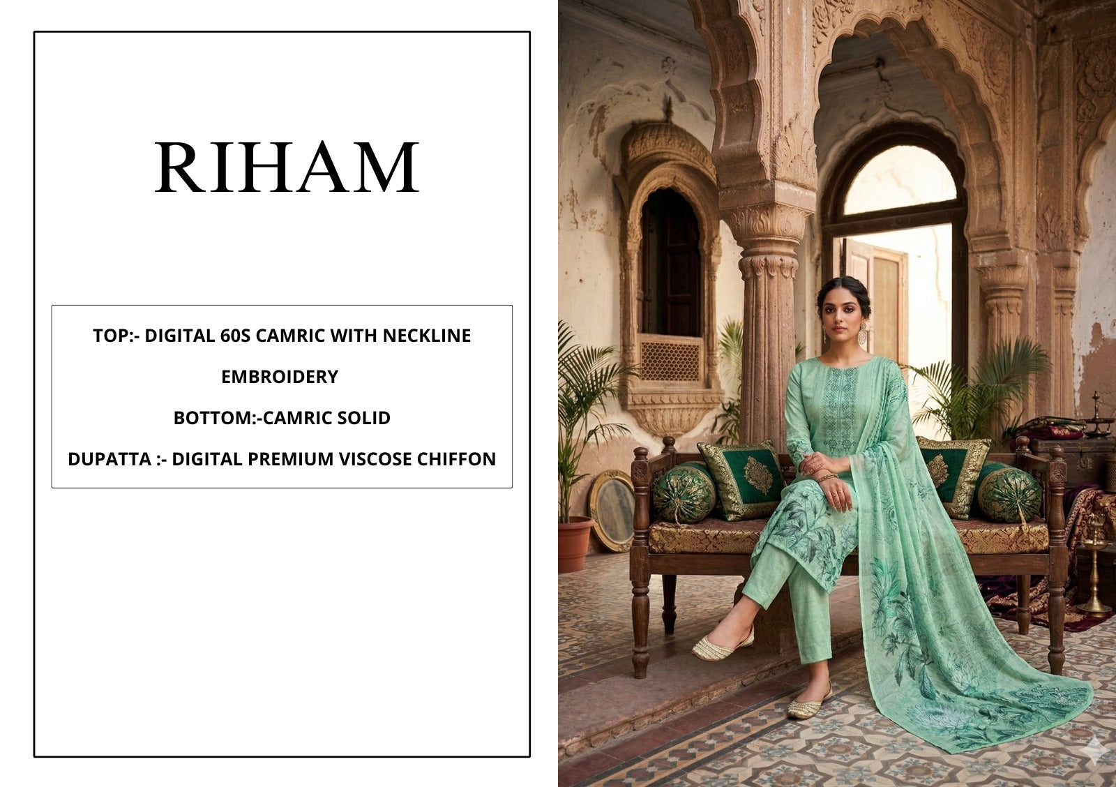 Riham Yesfab Isabella Cambric Pant Style Suits Manufacturer India