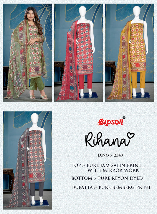 Rihana 2549 Bipson Prints Jaam Satin Pant Style Suits