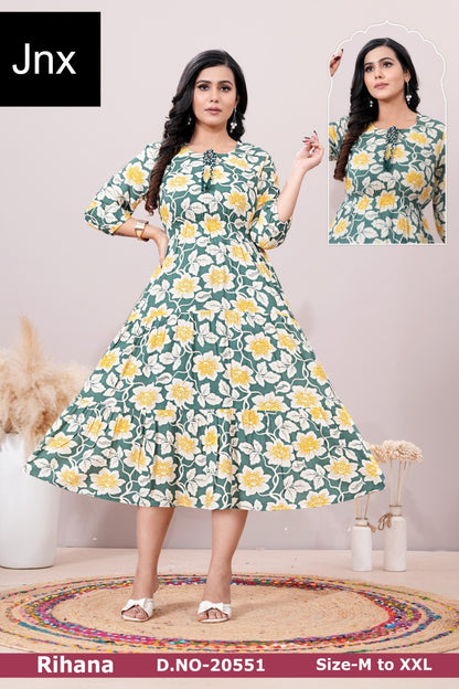 Rihana Jnx Rayon Anarkali Kurtis Supplier India