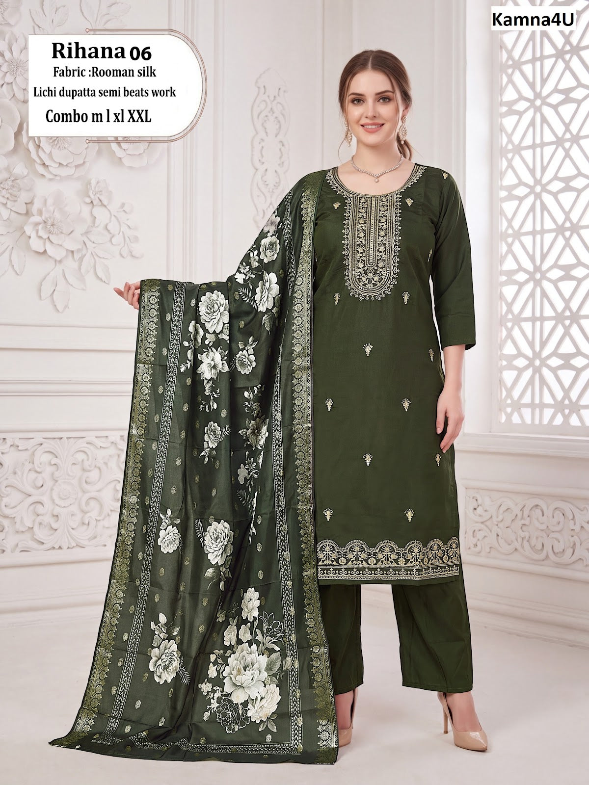 Rihana Kamna4U Roman Readymade Pant Style Suits Exporter Ahmedabad
