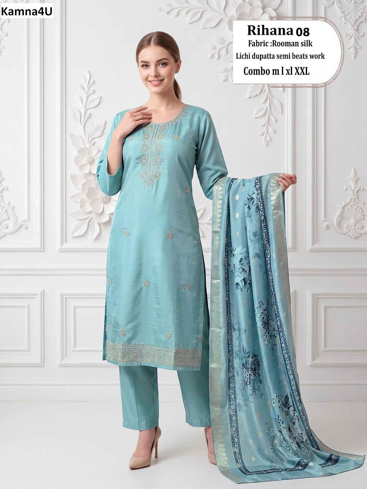 Rihana Kamna4U Roman Readymade Pant Style Suits Exporter Ahmedabad