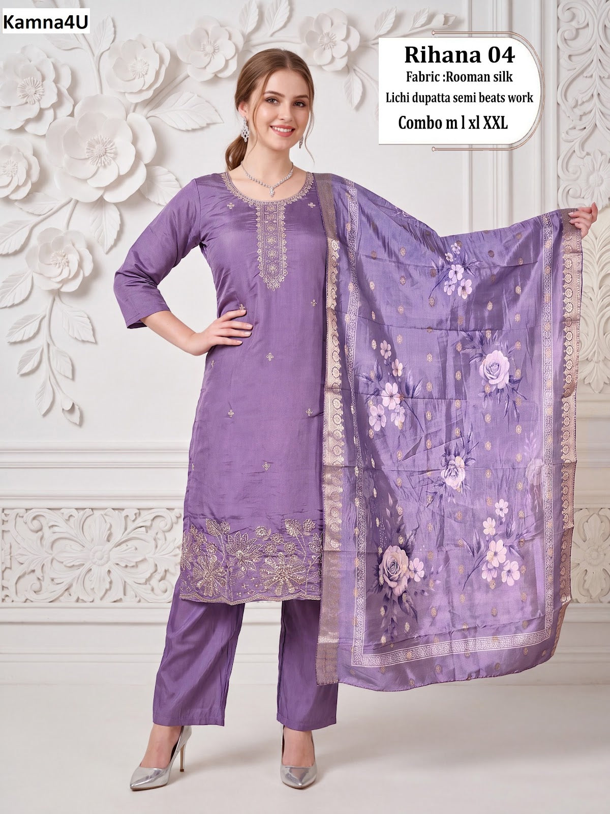 Rihana Kamna4U Roman Readymade Pant Style Suits Exporter Ahmedabad