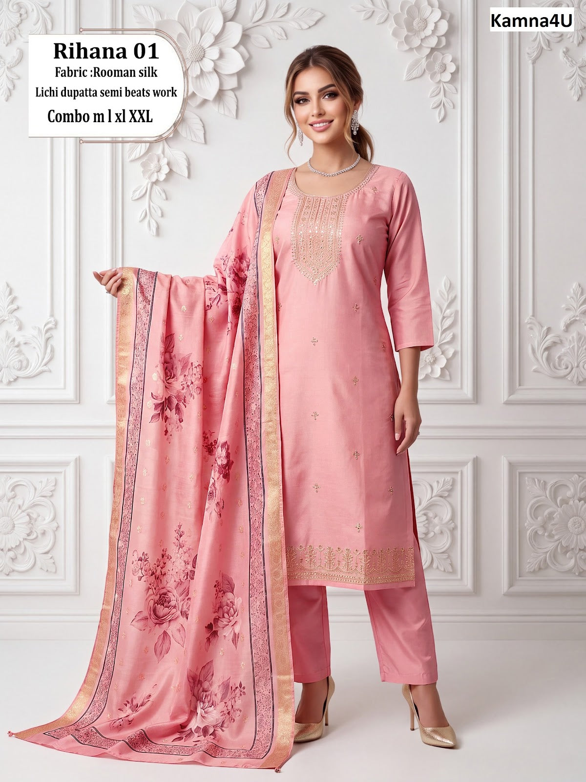 Rihana Kamna4U Roman Readymade Pant Style Suits Exporter Ahmedabad