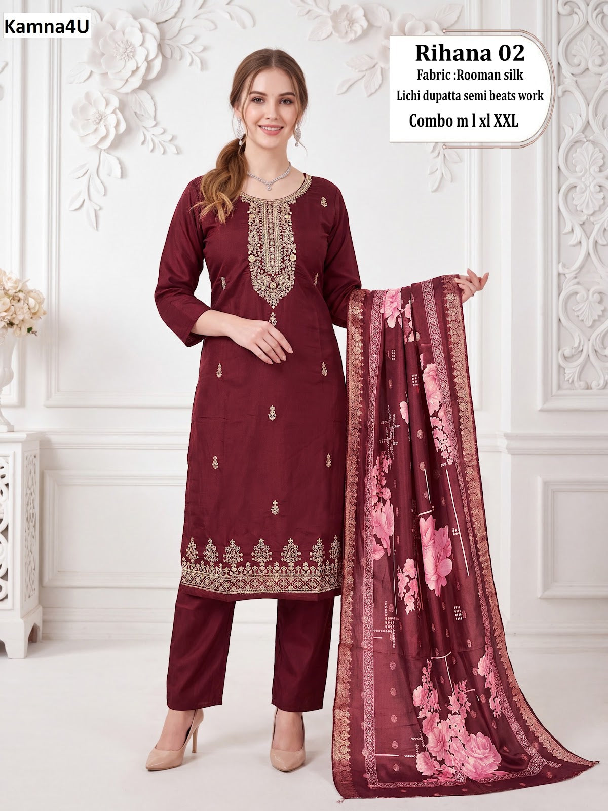 Rihana Kamna4U Roman Readymade Pant Style Suits Exporter Ahmedabad