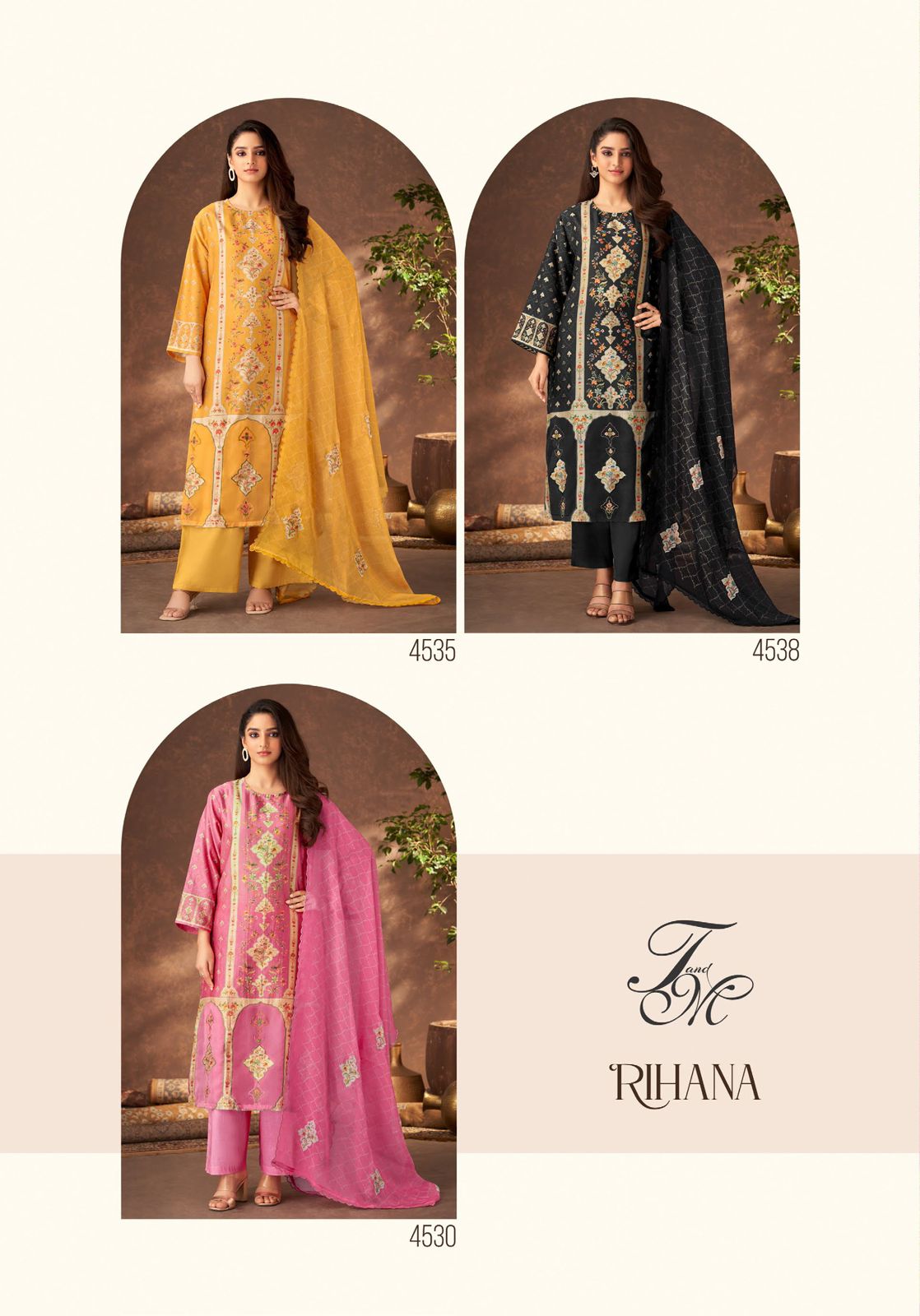 Rihana Tm Chanderi Silk Pant Style Suits Wholesale Rate