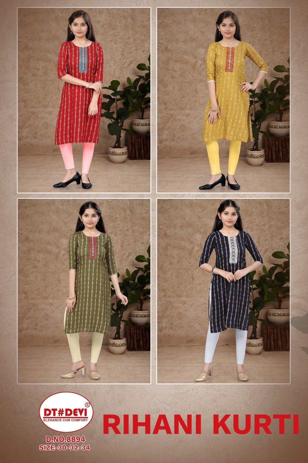 Rihani 8894 Dt Devi Rayon Knee Length Kurtis Exporter India