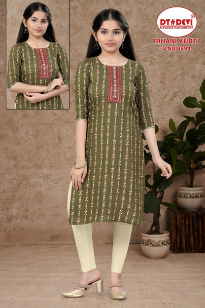 Rihani 8894 Dt Devi Rayon Knee Length Kurtis Exporter India