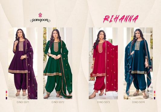 Rihanna Rangoon Silk Afghani Readymade Suit Wholesale Price